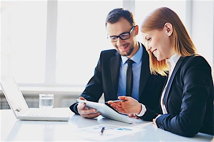 An accountant going through figures with a client